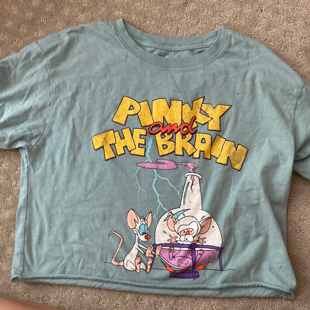 pinky and the brain cropped t-shirt